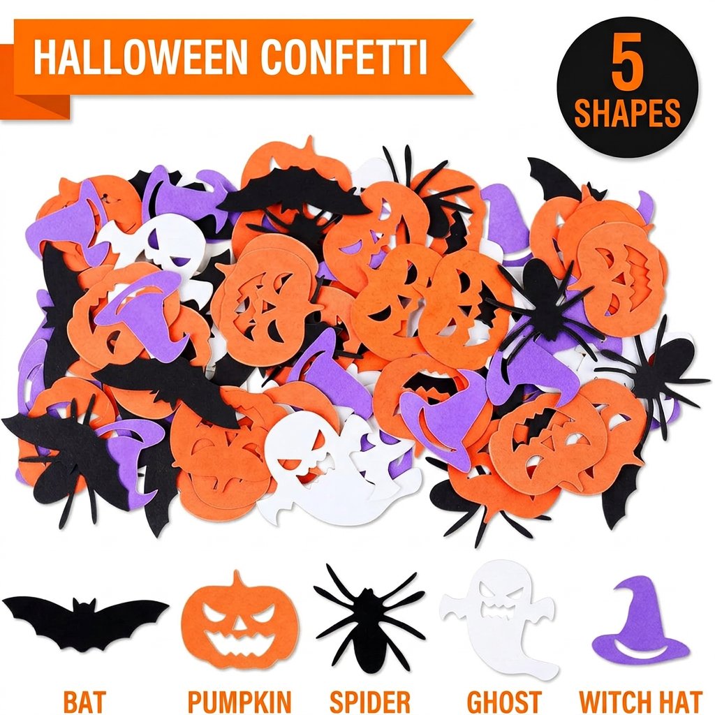 Papercraft Supply Confetti - Cadılar Bayramı Partisi Süslemeleri Konfeti Balkabağı