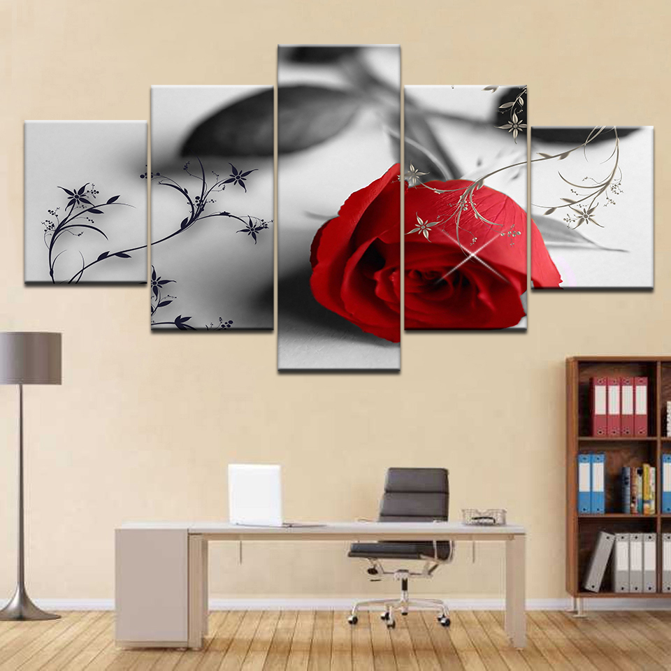 Flower Wall Panel - 5 Panel/adet HD Baskı YSDAFEN Güzel