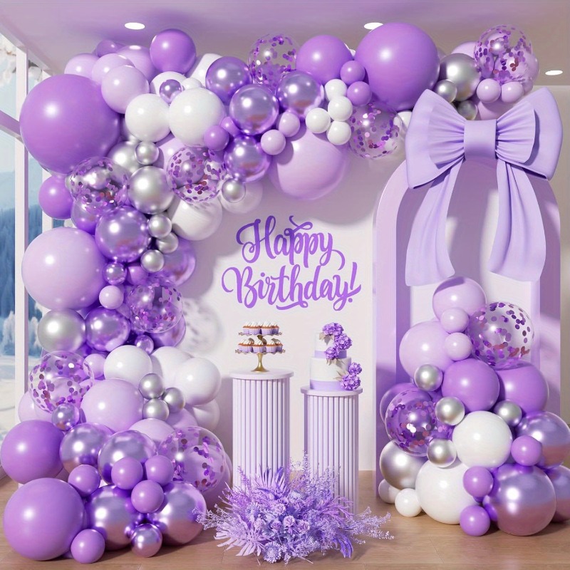 Balloon Arch Kit - 112 Parçalı Mor ve Beyaz Balon