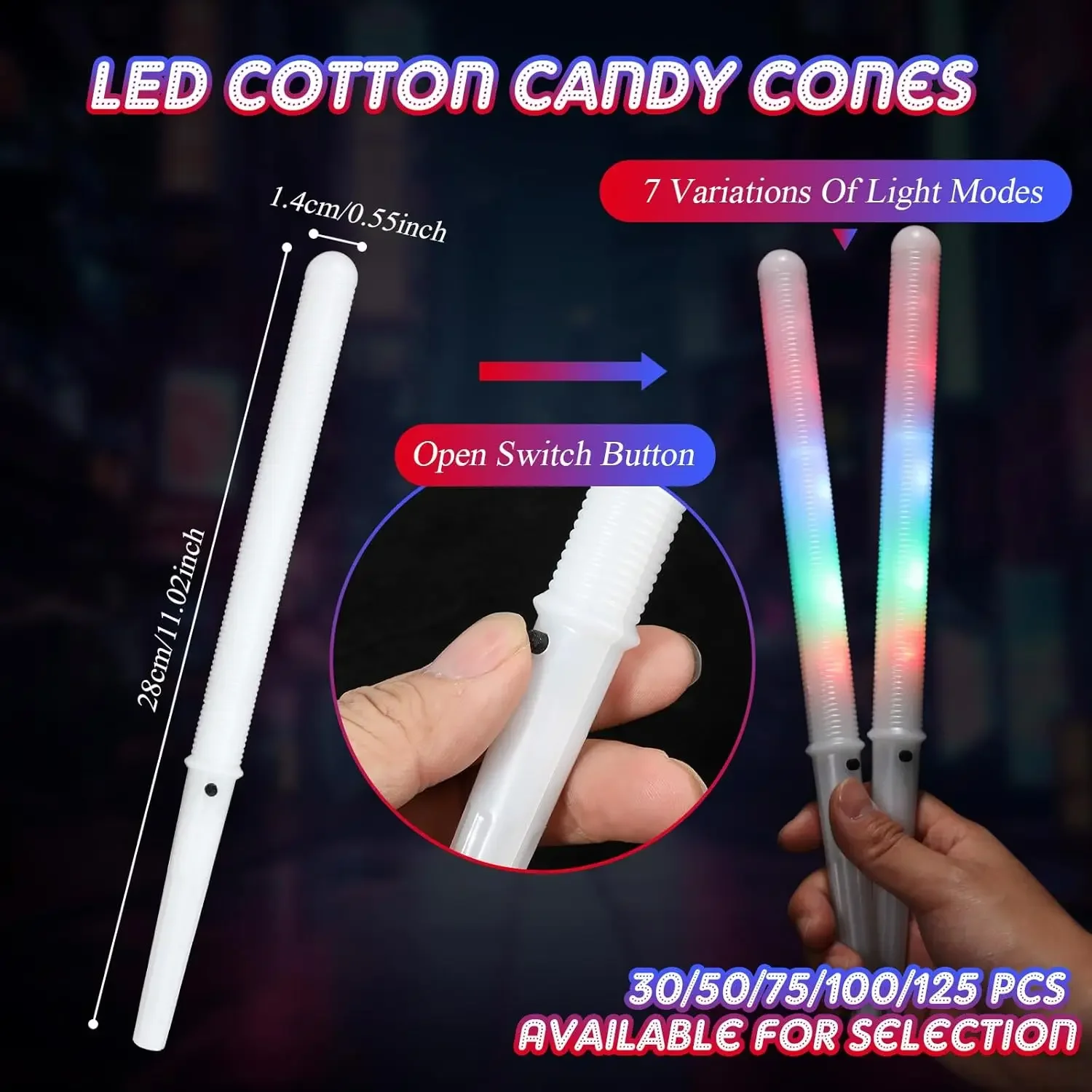 10/30 adet LED Pamuk Şeker Çub - Cotton Candy Cone incelemesi ve fiyatı