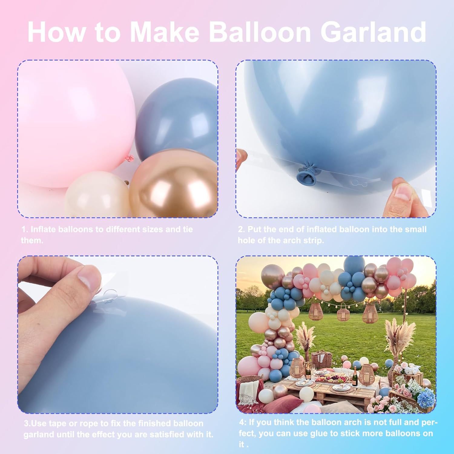 Tozlu Pembe Mavi Şampanya Altı - Balloon Arch Kit incelemesi ve fiyatı