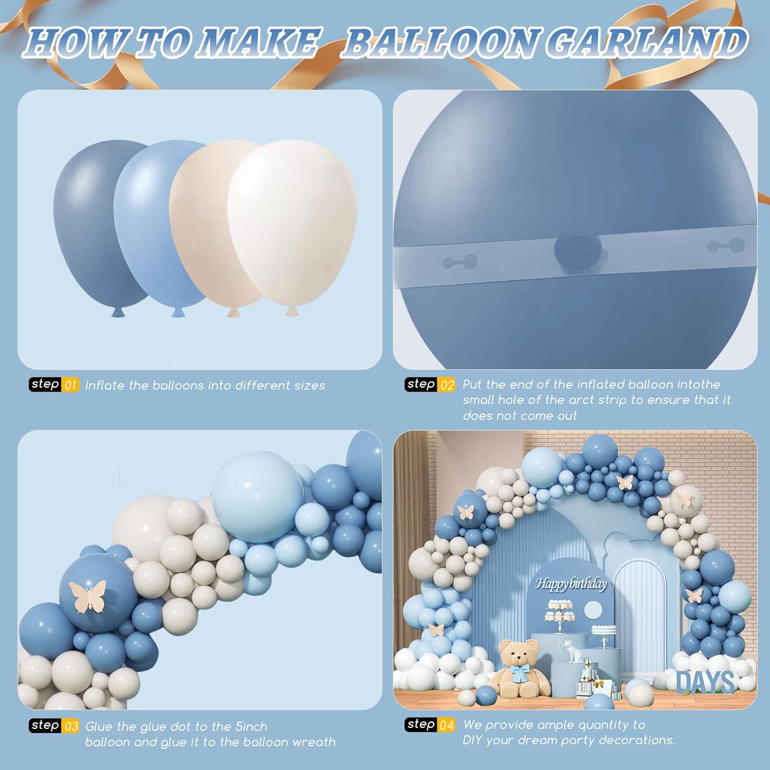 Toz Mavisi Kum Beyazı Lateks B - Balloon Arch Kit incelemesi ve fiyatı