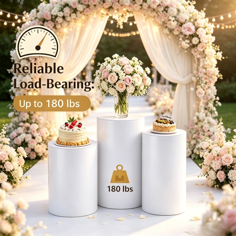 3/5 Adet Beyaz Silindir Kaide  - Dessert Table Backdrop incelemesi ve fiyatı