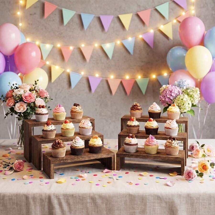 6 adet Ahşap Sergi Standı, Ahş - Cupcake Stand Tier incelemesi ve fiyatı