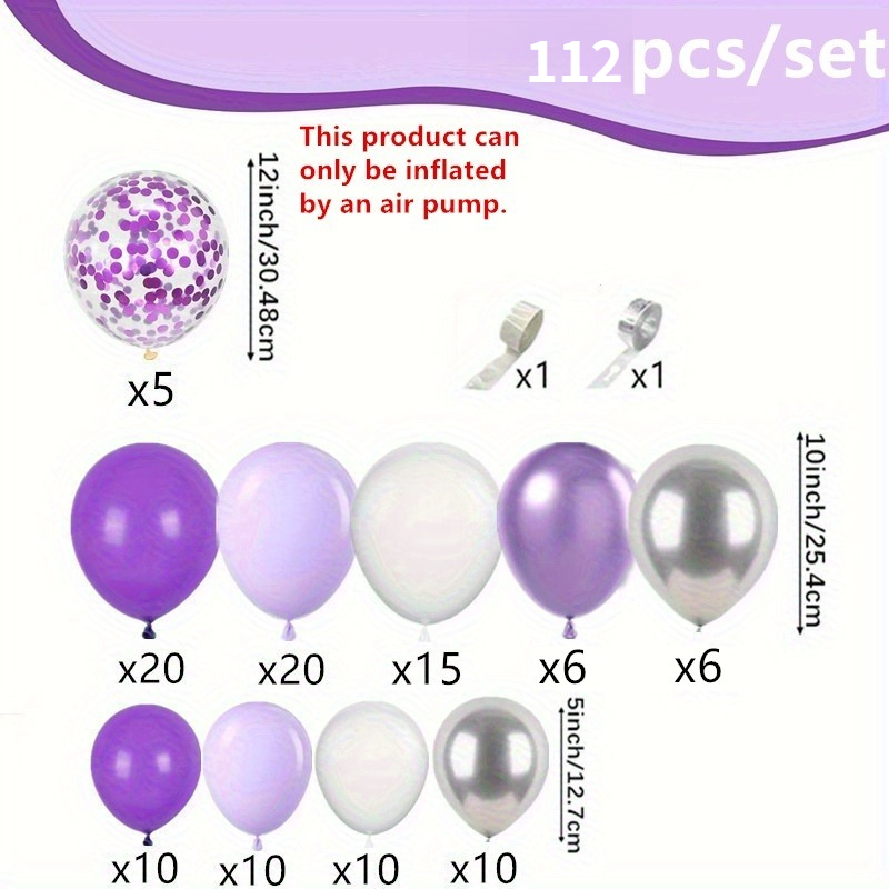 112 Parçalı Mor ve Beyaz Balon - Balloon Arch Kit incelemesi ve fiyatı